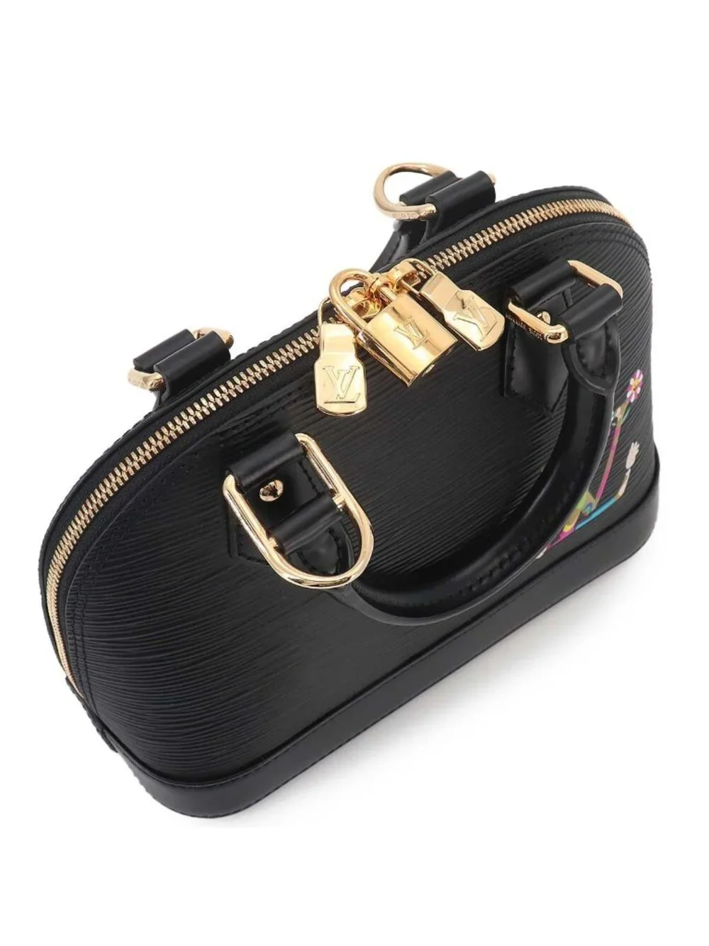 Louis Vuitton LV Takashi Murakami Epi Alma BB 2-Way Bag Black